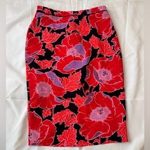 Who What Wear Red and Purple Pencil Skirt Knee-Length Cocktail